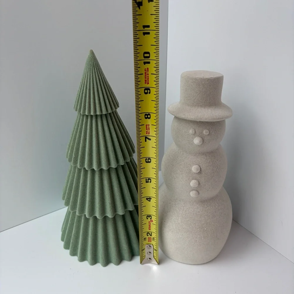 Target Wondershop Flocked Snowman Tree Fuzzy Faux Velvet‎ Christmas Decor Set 2